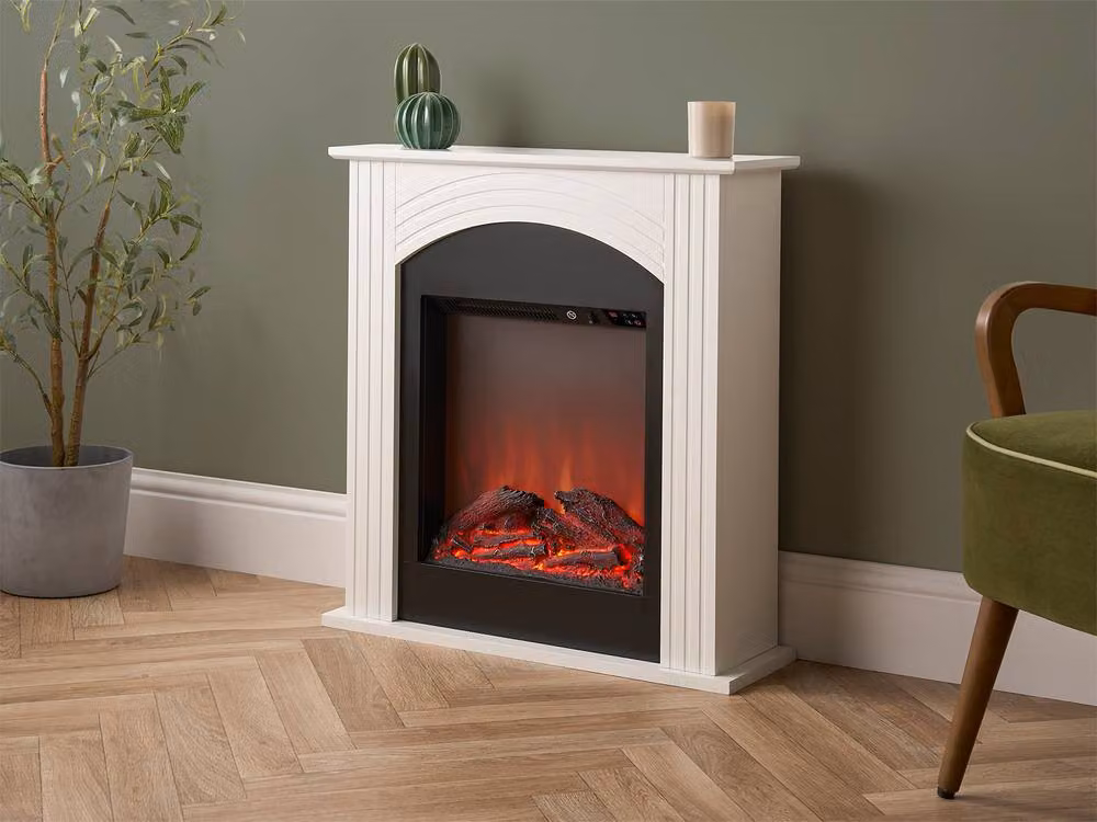 Sureflame Henlow 27 Inch Electric Fireplace Suite in White – 2