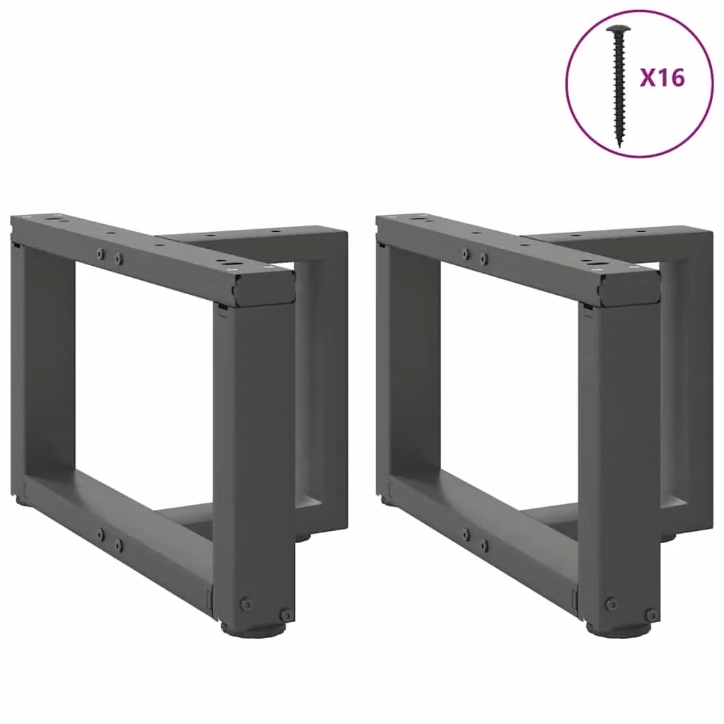Berkfield Home T-Shaped Coffee Table Legs, 2 Pieces, Anthracite and Black Steel, W: 50 cm, D: 25 cm, H: 30-31 cm – 2