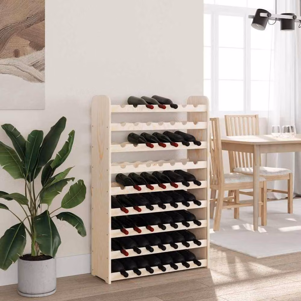 Berkfield Home Rustic Solid Wood Pine Wine Rack in Natural, W/D/H: 72.5 x 25 x 111.5 cm – 3