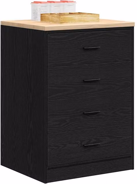 Berkfield Home Garage Storage Cabinet in Black, Solid Wood Pine, W/D/H: 60 x 51 x 85 cm – 1