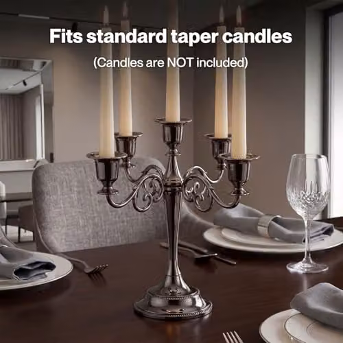Levede 5-Arm Metal Candelabra Taper Candle Holder in Black, Height: 27 cm – 6