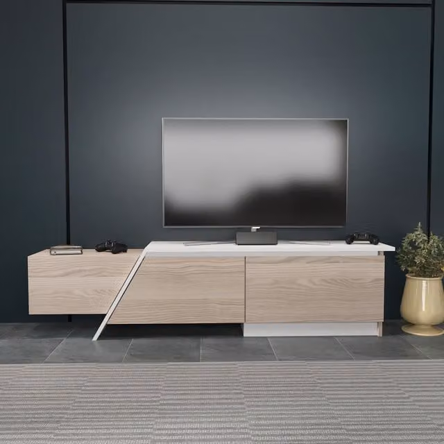 Zonas Modern TV Unit in Cordoba and White, W: 180.0 cm, H: 45.0 cm, D: 35.0 cm