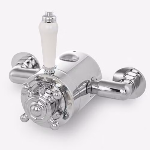 Nes Home Cross Traditional Exposed Thermostatic Shower Valve with Two Handles in Chrome