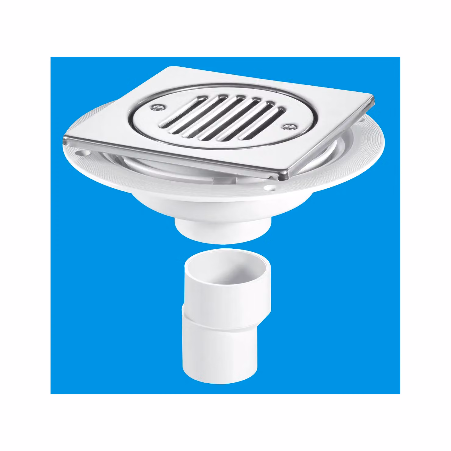 McAlpine USG2T6SS Untrapped Square Gully with Removable Stainless Steel Grid in Silver – 2