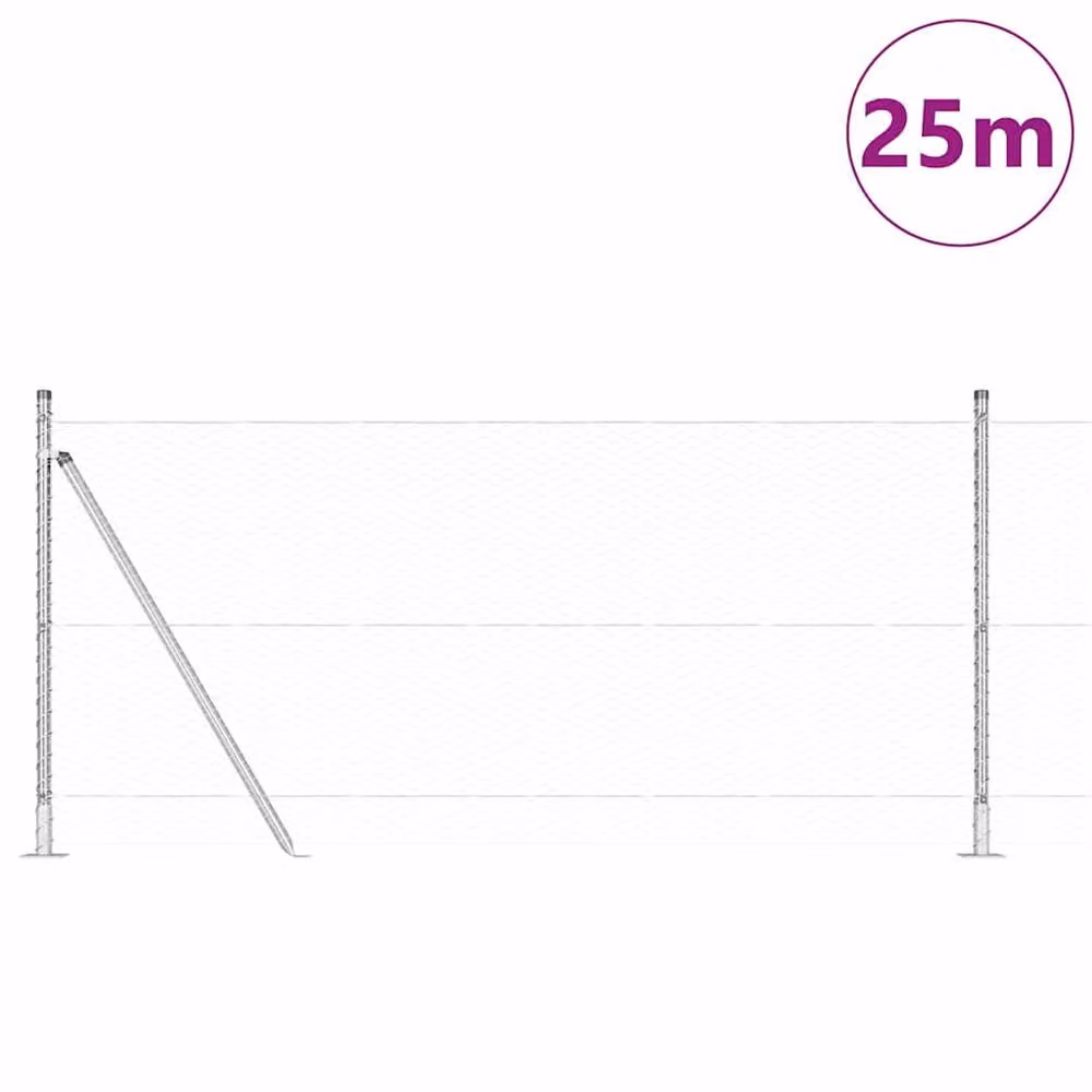 Berkfield Home Hexagon Fence in Silver Galvanised Steel, H: 0.8 m x W: 25 m – 2