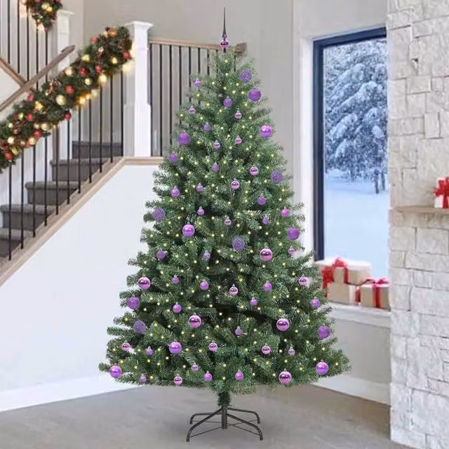 Berkfield Home Artificial Hinged Christmas Tree in Green, Height: 270 cm