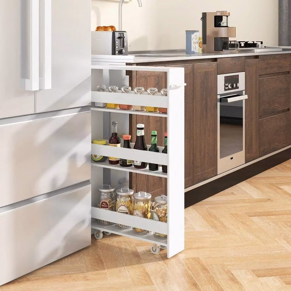 VOGREX 3-Tier Slim Kitchen Rolling Storage Cart with Open Shelves, White – 2