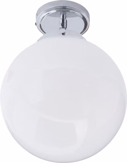 Litecraft Preston Semi Flush Globe Ceiling Light in Chrome and White Glass