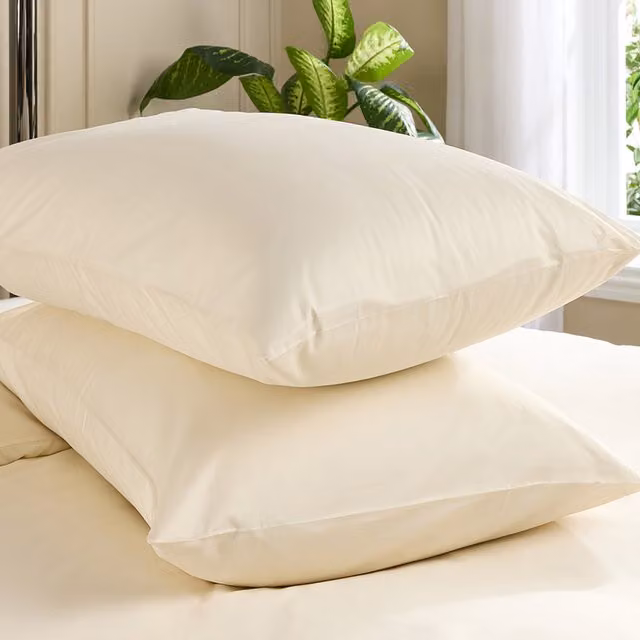 Hotel Pure Luxury 4 Star Classic Cotton Percale Pillowcase Pair in Cream