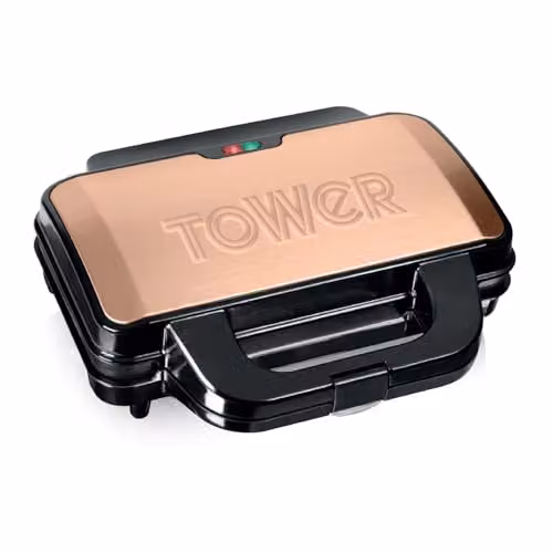 Tower Deep Filled Sandwich Maker with Non-Stick Coated Plates and Auto Shut-Off, 900W, Gold or Black