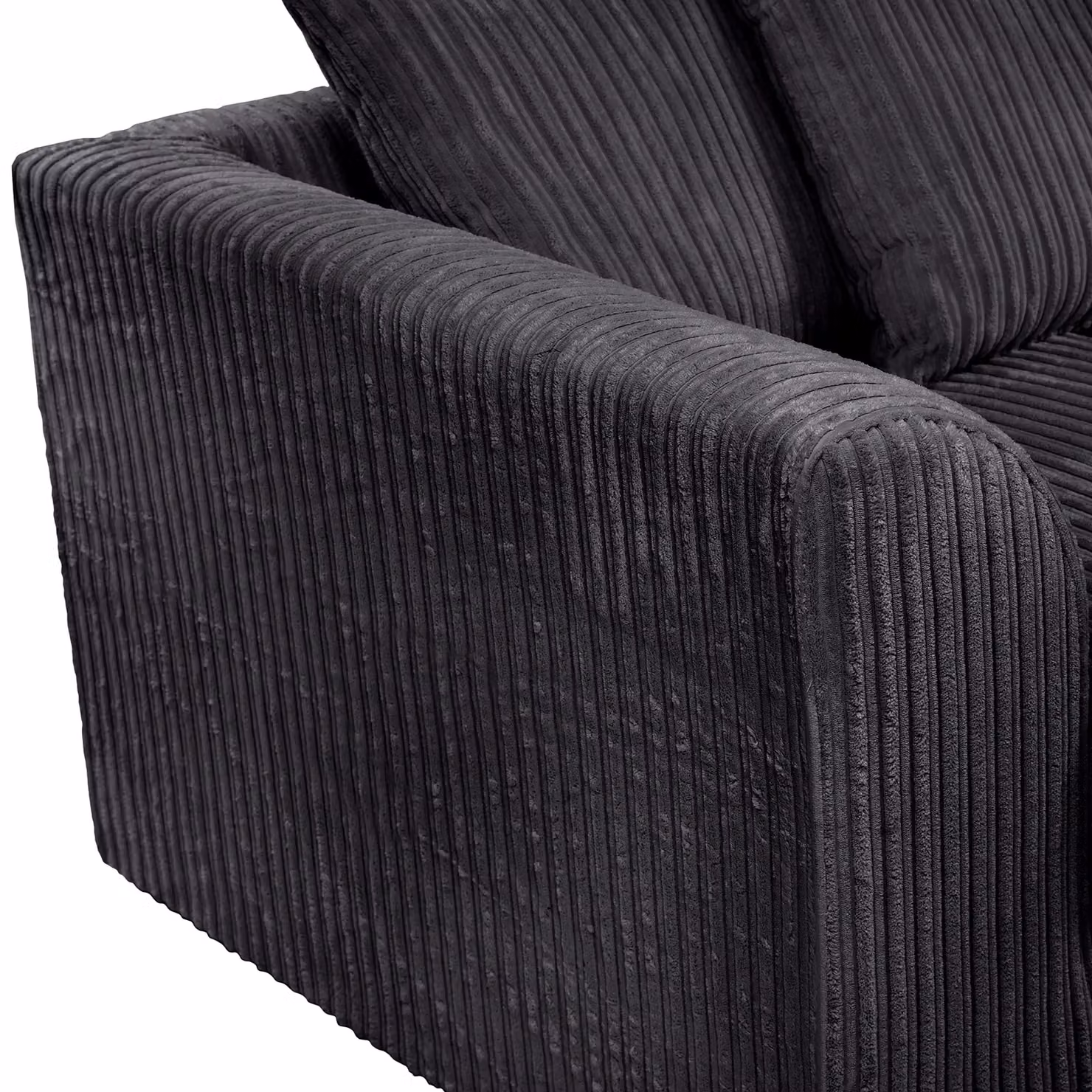 LUXURY LIFE Dylan Black Jumbo Cord Fabric Sofa Set with 3-Seater and 2-Seater Sofas – 4