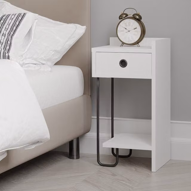 Decortie Sirius Modern Bedside Table in White, W/D/H: 32 x 30 x 60 cm – 1