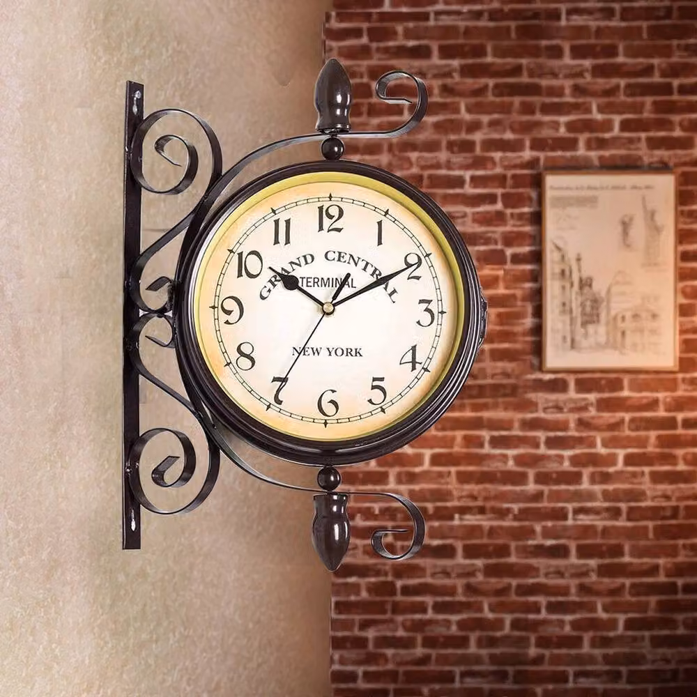 PAWNORA Large Double Sided Round Garden Wall Clock in Brown Rust Copper Effect, W: 100 cm, H: 100 cm – 5