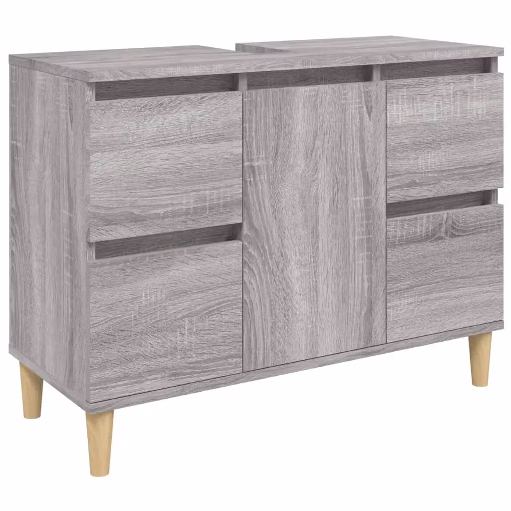 Berkfield Home Sink Cabinet in Grey Sonoma, W: 80 cm, D: 33 cm, H: 60 cm – 2
