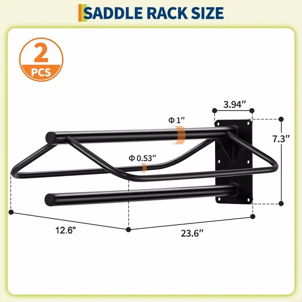 VOGREX 4 Pack Black Wall Mounted Saddle Rack Stand for Horse Tack Rooms – 2