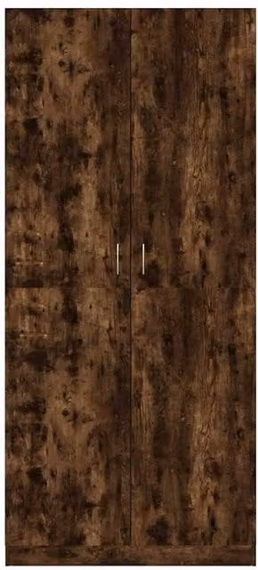 Berkfield Home Smoked Oak Wardrobe in Brown, W/D/H: 90 x 50 x 200 cm