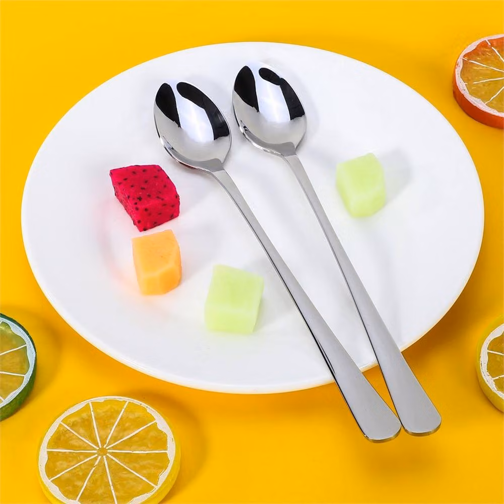 PAWNORA Set of 12 Polished Silver Stainless Steel Long Handle Latte Spoons – 2