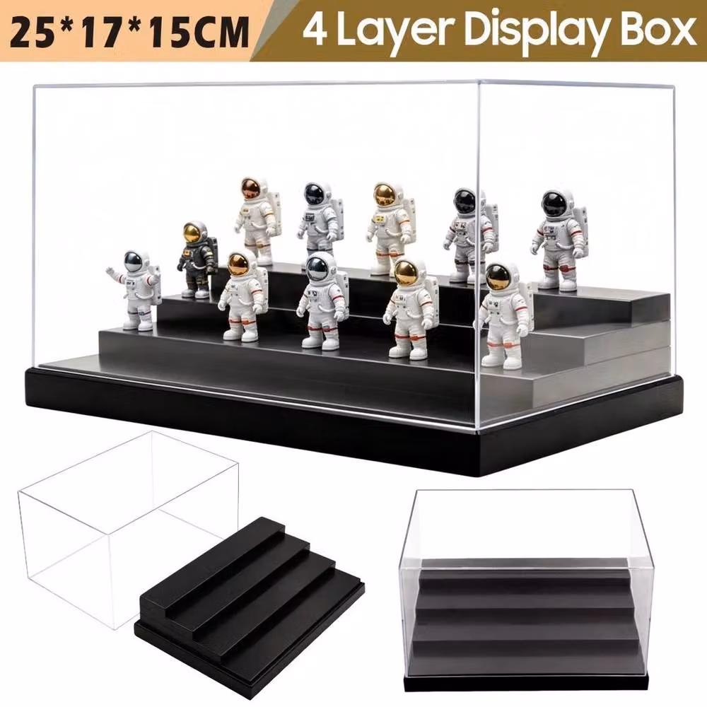 VOGREX Black and Transparent Acrylic Display Case Rectangular Dustproof Perspex Box for Figures – 4