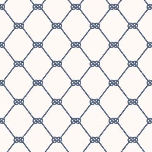 Galerie Deauville 2 Rope Design Maritime Geometric Wallpaper in White and Blue – 1