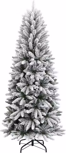 Berkfield Home Artificial Flocked Snow Christmas Tree in White, Height: 210 cm