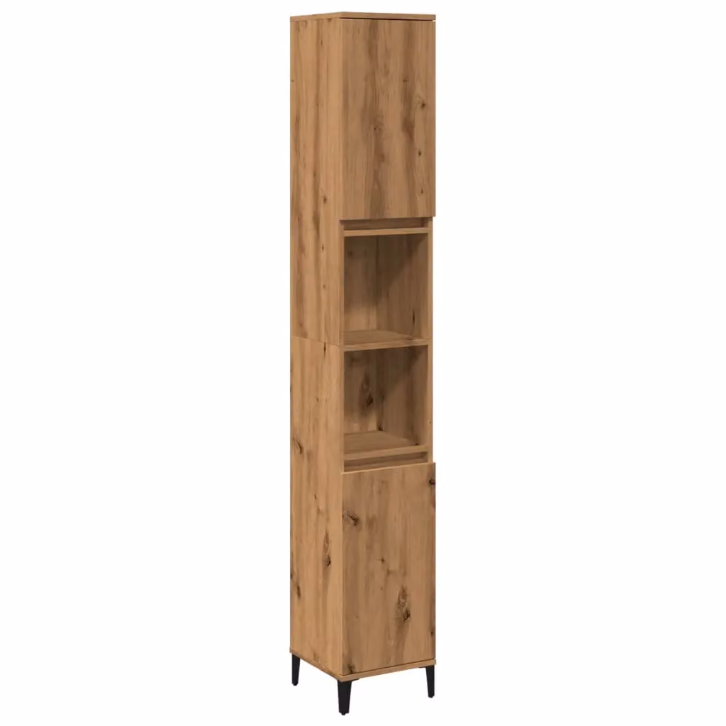 Berkfield Home Artisan Oak Bathroom Cabinet in Brown, W/D/H: 30 x 30 x 190 cm – 2