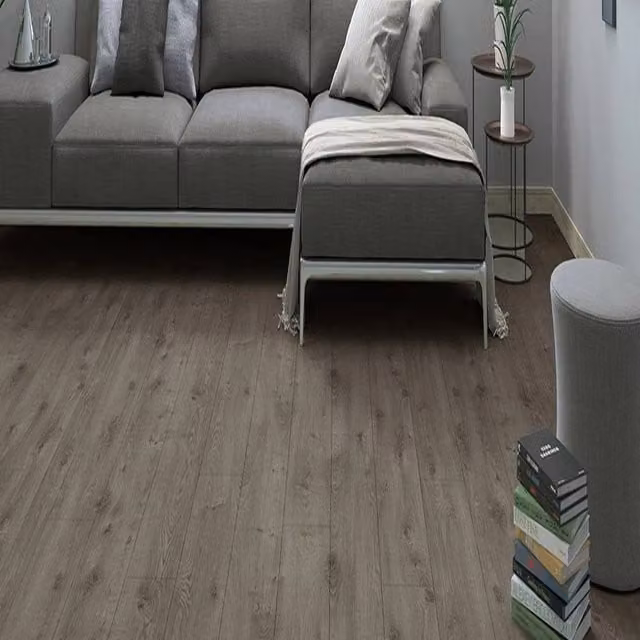 AGT EfftPre Wood Effect Click Laminate Flooring Plank in Dark Olive Green and Grey