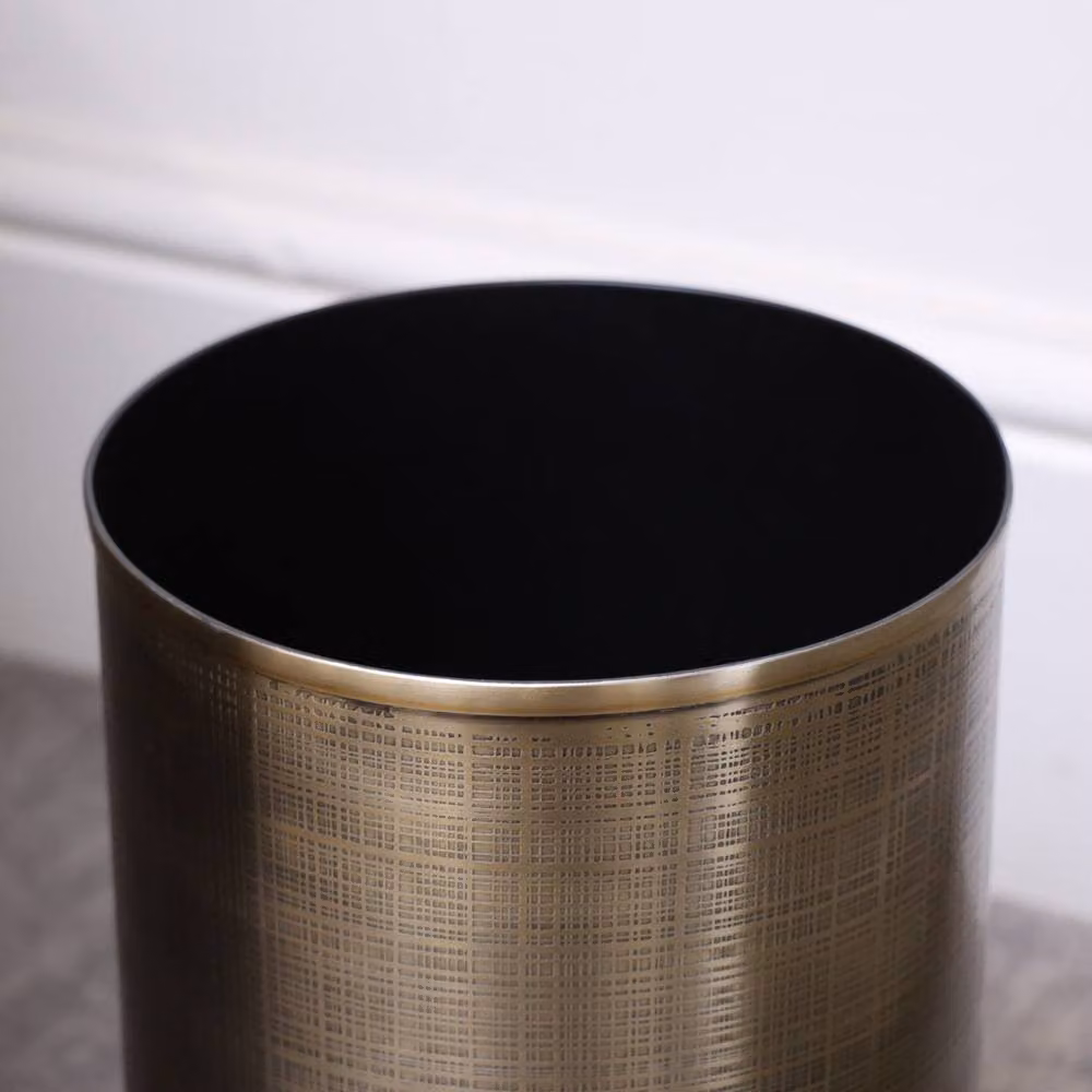 Melody Maison Gold Textured Metal Freestanding Waste Bin – 2