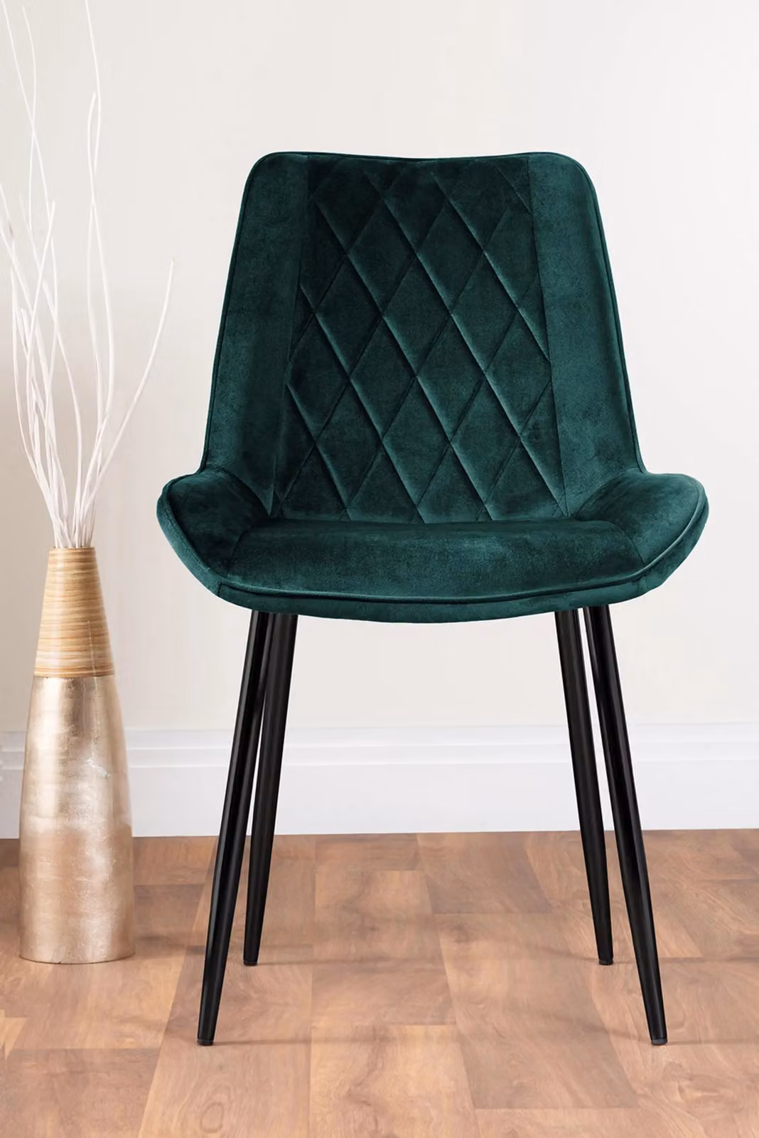 FurnitureboxUK Selina Round Glass Dining Table with Chrome Leg and 4 Pesaro Green Chairs with Black Legs – 4