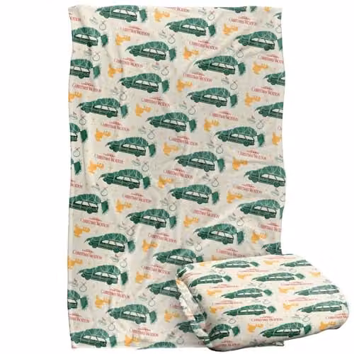 LOGOVISION Christmas Vacation Tree and Moose Pattern Super Soft Fleece Throw Blanket, Multicolour, W: 91 cm, D: 147 cm