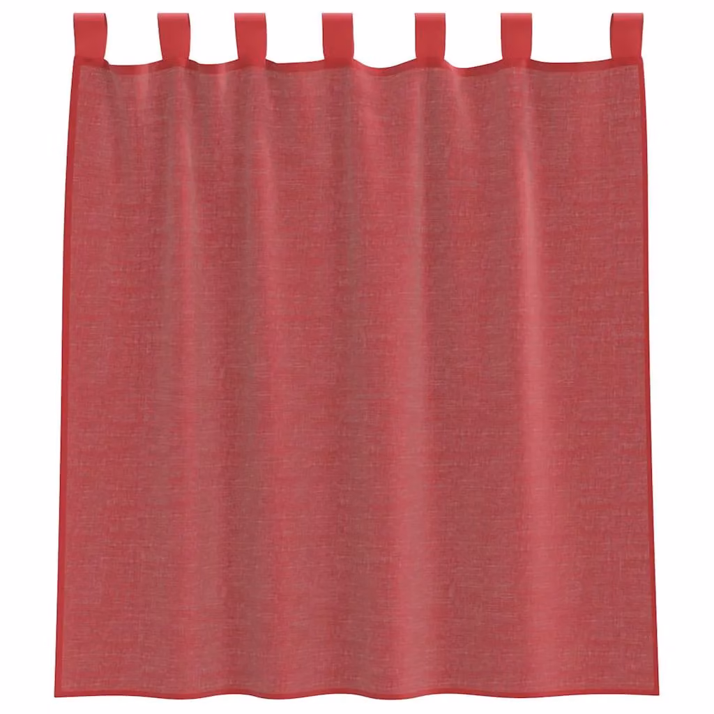 Berkfield Home Red Transparent Voile Fabric Curtains with Tabs, 2 Pack, W: 140 cm, H: 140 cm – 3