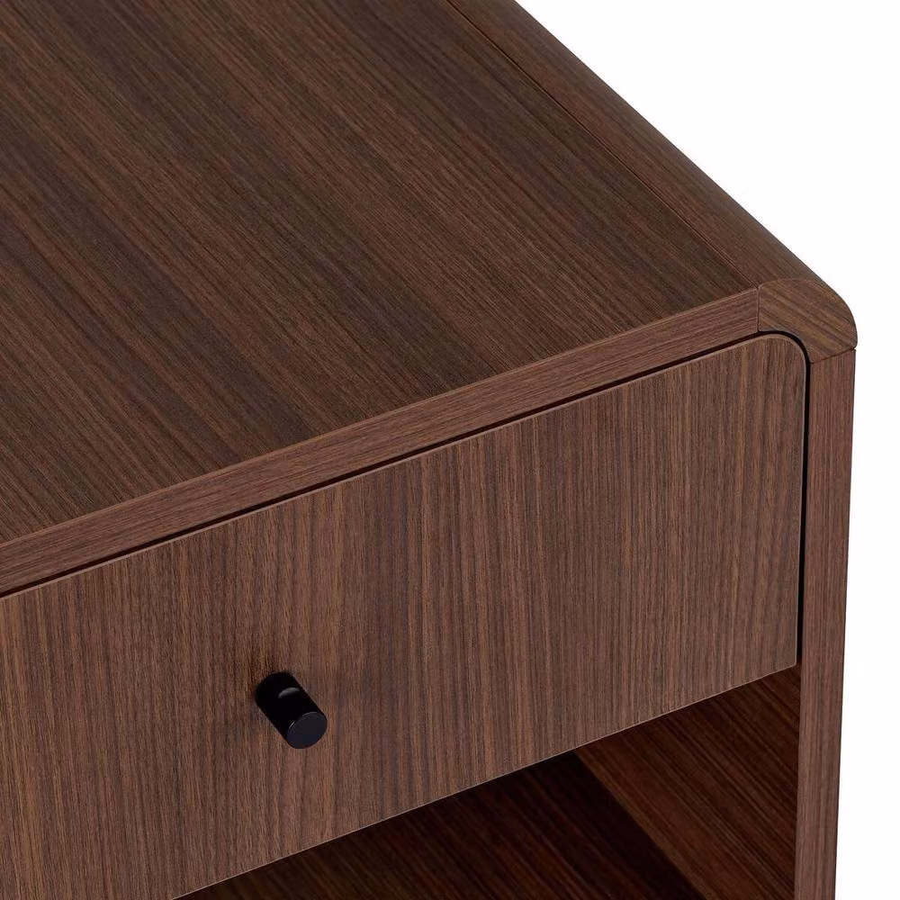 CALICOSY Bedside Table with 1 Drawer and 1 Niche in Walnut, W: 45 cm, D: 40 cm, H: 45 cm – 3