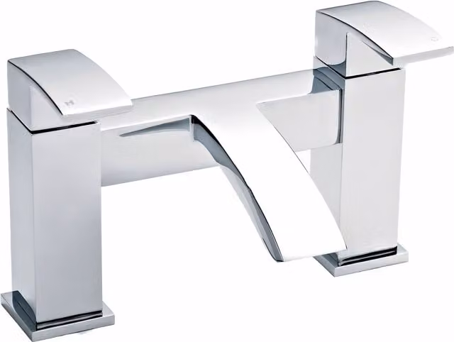 Balterley Contemporary Soft Square Dual Lever Deck Mounted Bath Filler Tap with Ceramic Disc Technology, W/D/H: 22.9 x 12.7 x 13.8 cm, Chrome Silver
