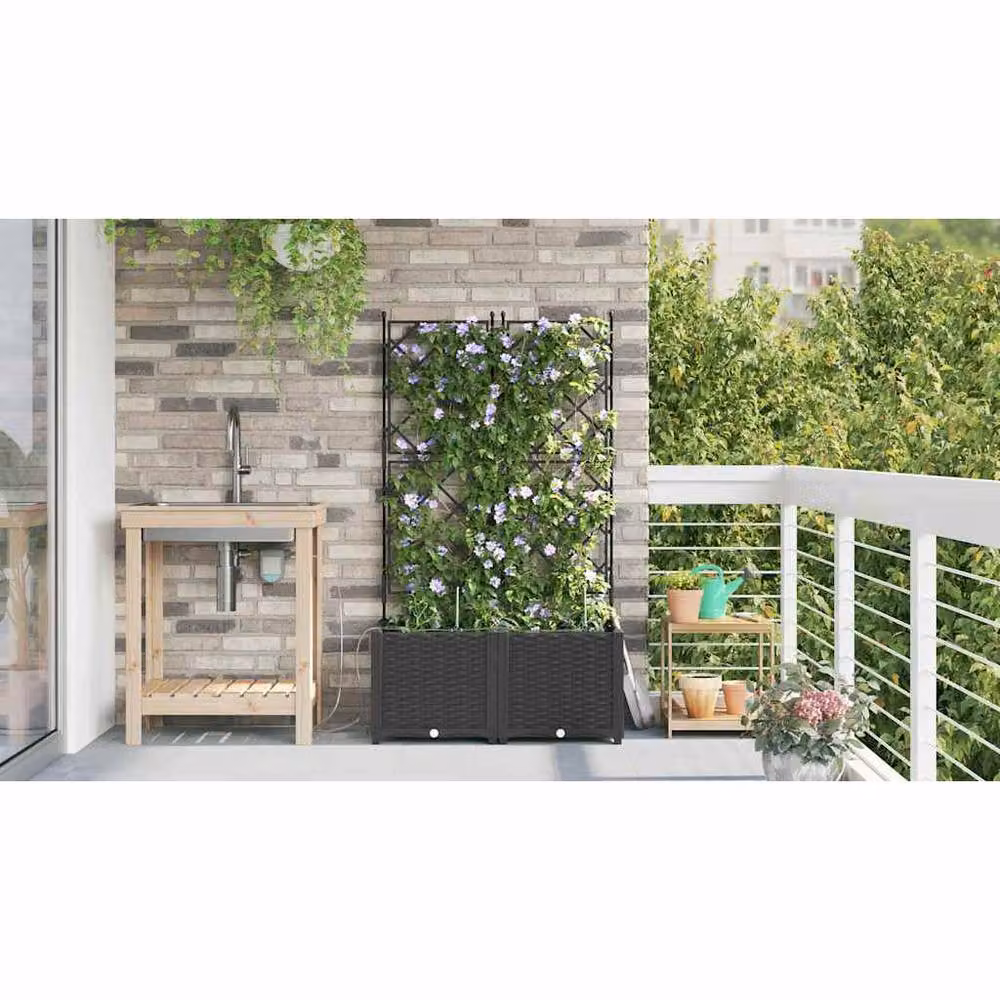 Berkfield Home Garden Planters with Water Irrigation System, 2 Pack, Black – 3