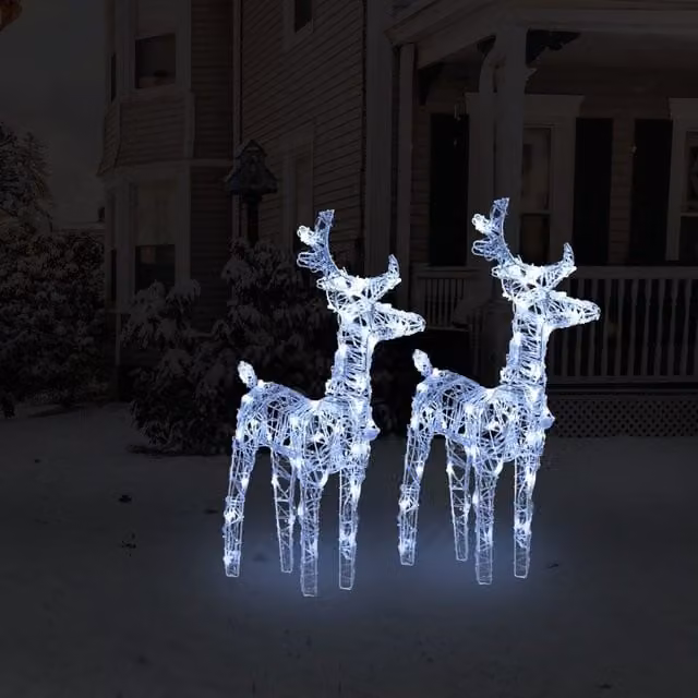 Berkfield Home Christmas Reindeer LED Decorations, 2 Piece Set, Cool White, 80 LEDs, Acrylic – 1