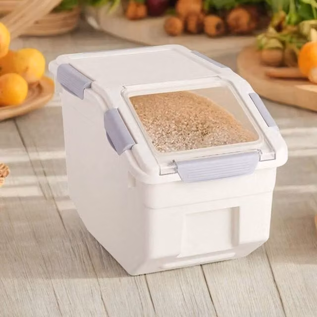 EONLION 10kg Kitchen Rice Dispenser Storage in Grey and White