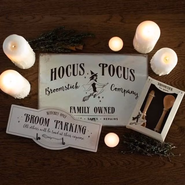 KDMK Witchy Broom Halloween Wall Mounted Metal Parking Hook in White