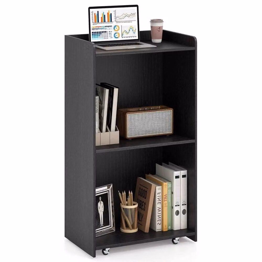 FORGEVIO Rolling Podium Stand with 2 Shelves and Lockable Wheels, Black – 3