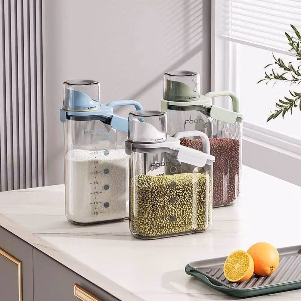 Kelvenix 2L Airtight Blue Transparent Dry Food and Rice Dispenser Container – 4