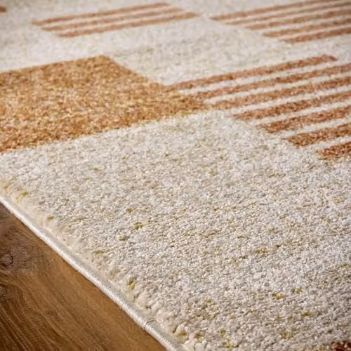 Phoenox Textiles Limited Origins Nomad Block Terracotta and Beige Striped Rug, W: 200 cm, D: 290 cm – 4