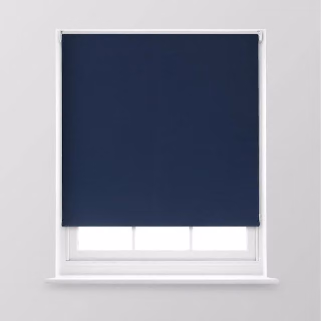 A.Unique Home Premium Trimmable Thermal Blackout Roller Window Blind, Navy Blue, W: 150 cm, H: 170 cm