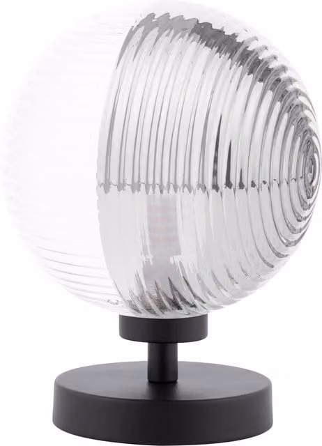 Dar ESB4122-19 Modern Black Metal and Glass Sphere Tabletop Pedestal Lamp with Touch Control and Replaceable G9 Bulb