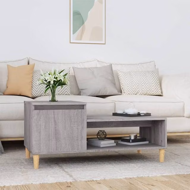 Berkfield Home Grey Sonoma Coffee Table in Engineered Wood, W: 100 cm, D: 50 cm, H: 45 cm
