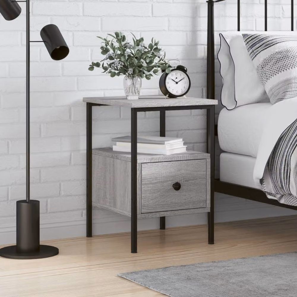 Berkfield Home Grey Sonoma Bedside Cabinet in Engineered Wood, W/D/H: 34 x 36 x 50 cm – 2