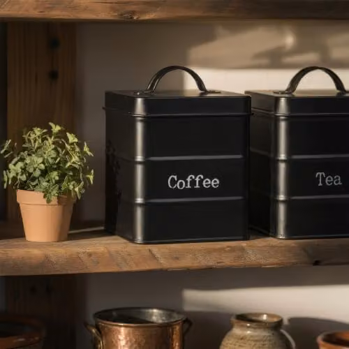 Harbour Housewares Metal Coffee Storage Canister with Airtight Lid, Black – 2