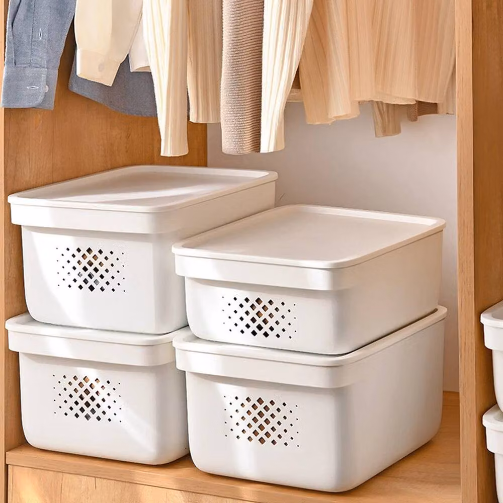 FORGEVIO White Plastic Storage Box, W: 28 cm, D: 38.5 cm, H: 14 cm – 6