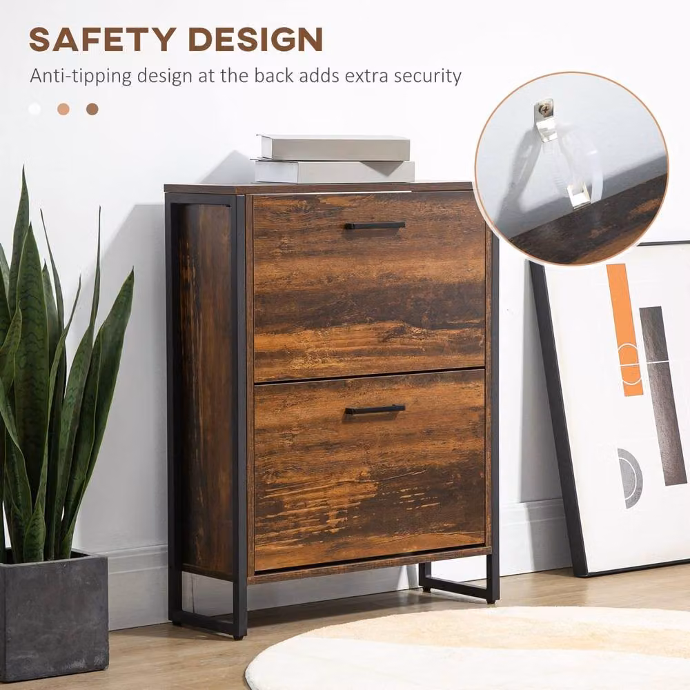 Wyld Haus Conine 2 Door Wood Effect Shoe Cabinet in Sand and Brown, W/D/H: 64 x 23.5 x 85 cm – 5