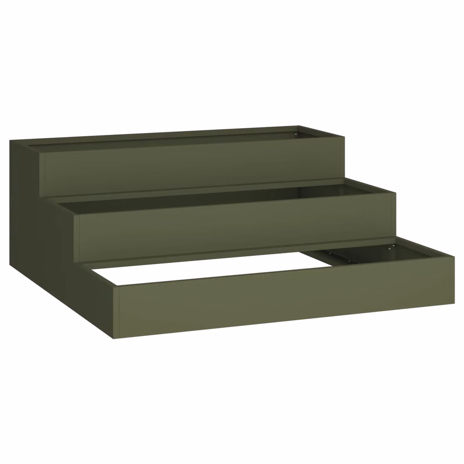 Berkfield Home 3-Tier Steel Garden Planter Tub in Green, W/D/H: 90 x 90 x 35 cm – 2