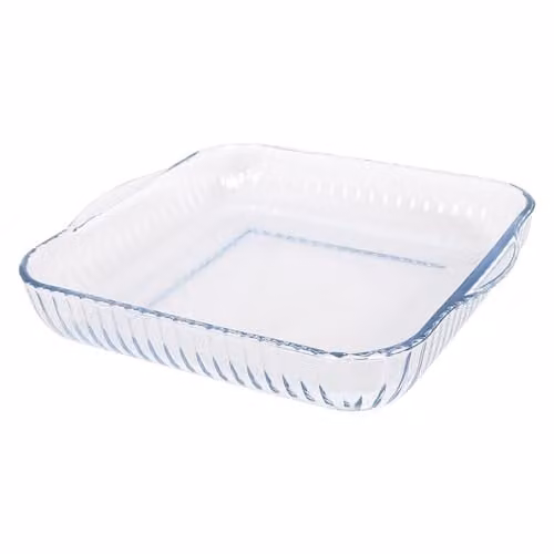 Argon Tableware Optical Square Glass Oven Dish, Transparent, W: 30 cm, D: 27.5 cm, H: 5.5 cm