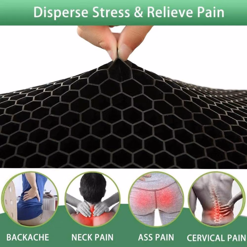 Kelvenix Breathable Gel Honeycomb Pressure Relief Seat Pad and Back Support in Black, W/D/H: 190 x 100 x 1 cm – 4