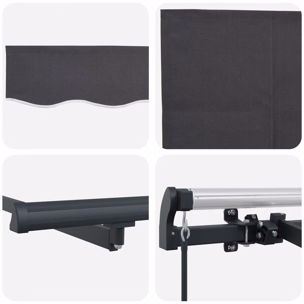 Berkfield Home Retractable Wall-Mounted Folding Arm Awning in Black and Multicolour – 4